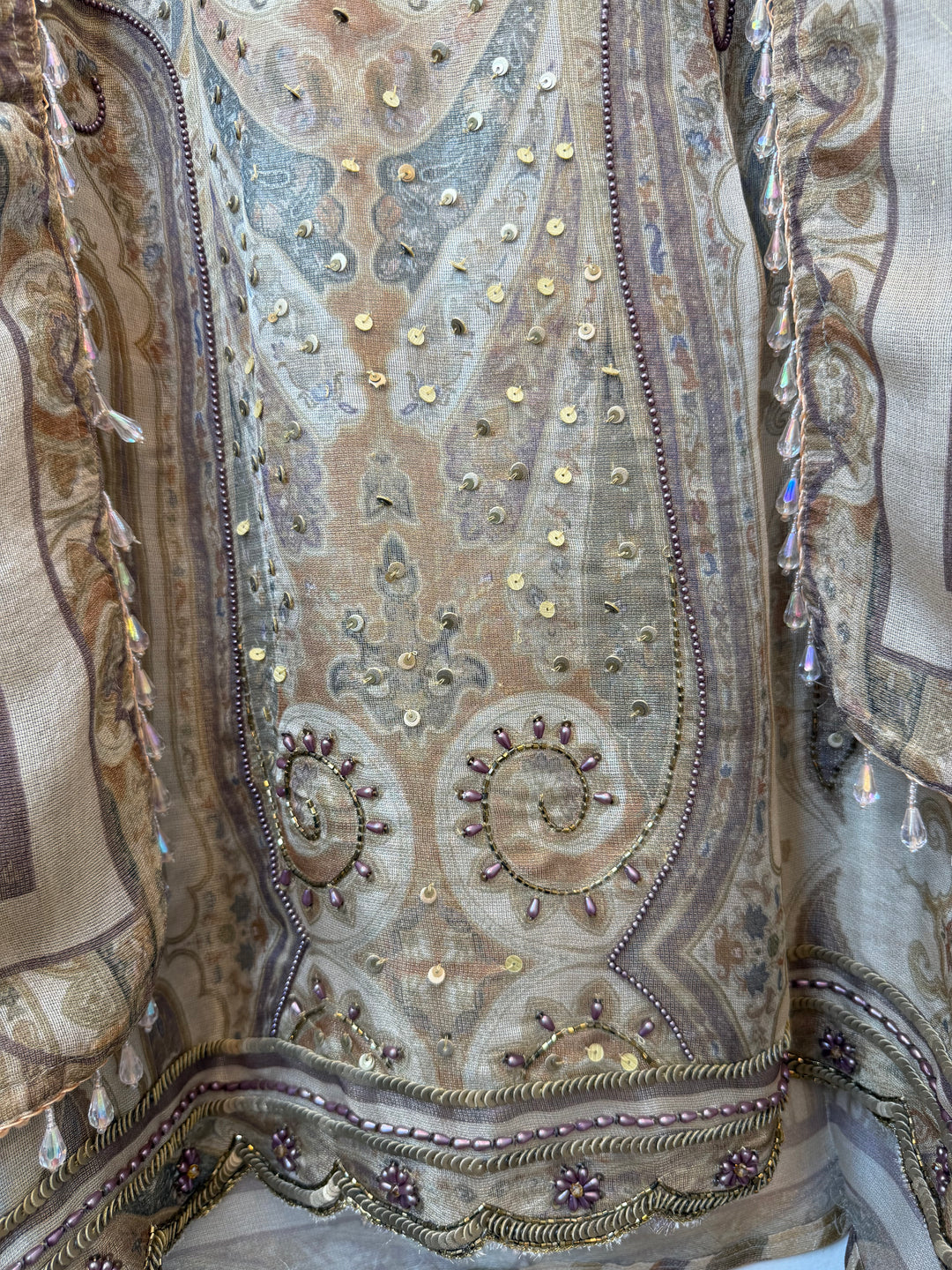 Zivara – Blue Tissue Burberry Metallic Handwork Suit