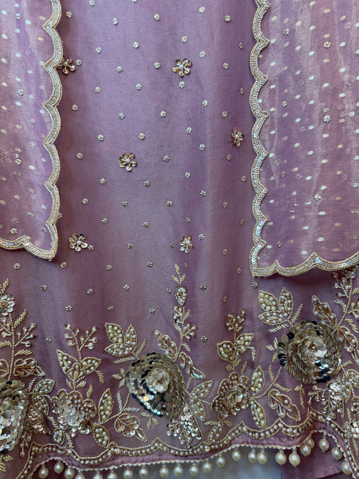 Zayelle – Pink Tissue Burberry Pearl Sequin Suit