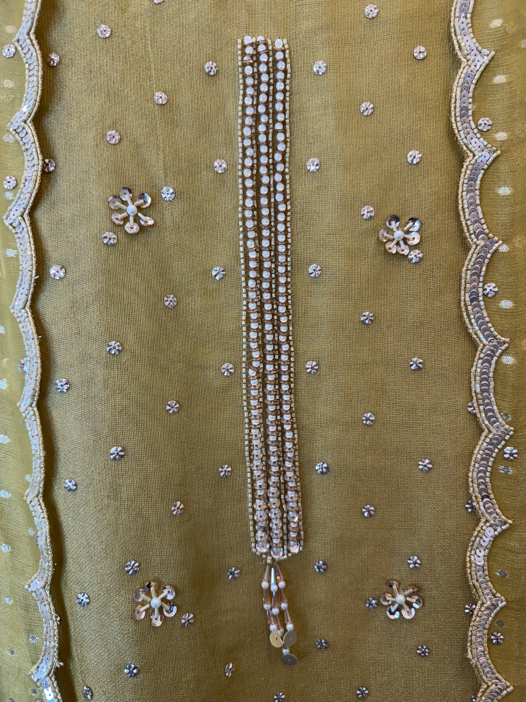 Zayelle – Yellow Tissue Burberry Pearl Sequin Suit