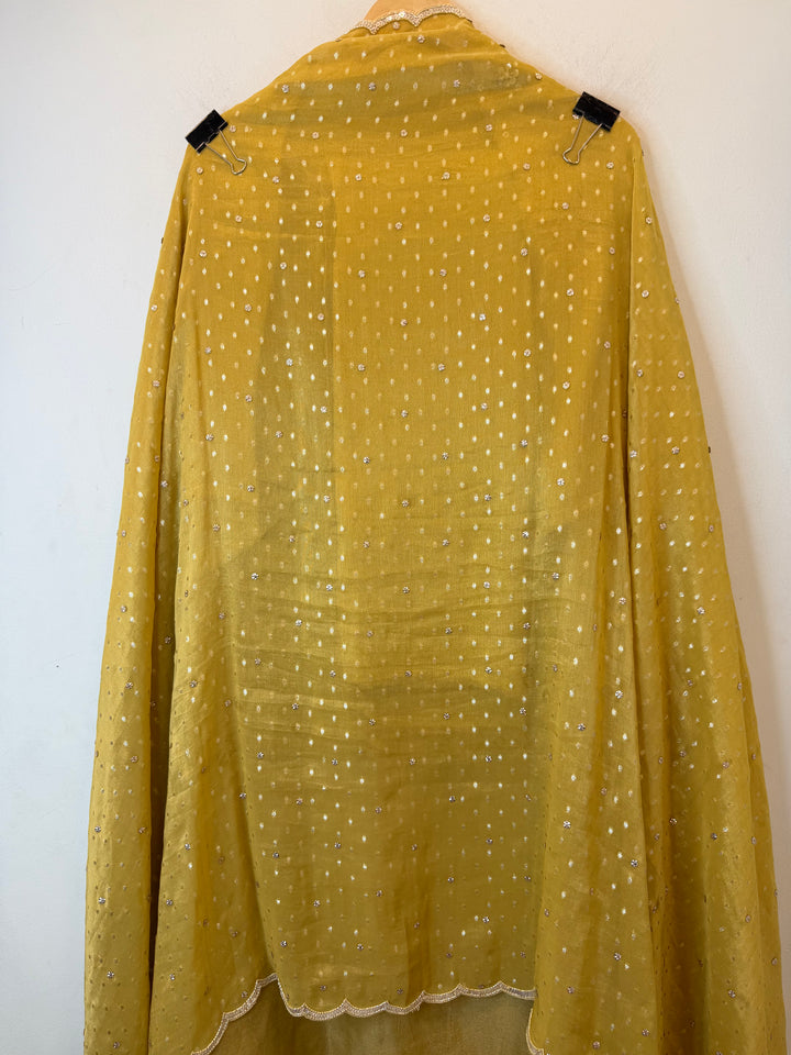 Zayelle – Yellow Tissue Burberry Pearl Sequin Suit