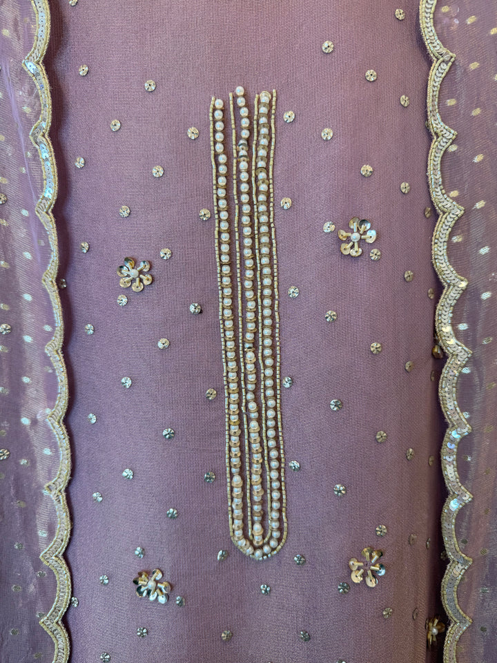 Zayelle – Pink Tissue Burberry Pearl Sequin Suit