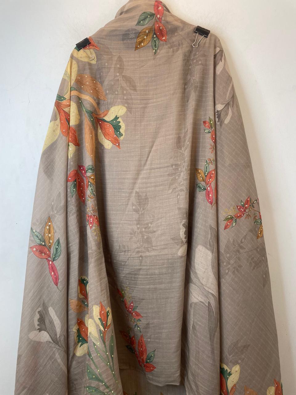 Cotton Printed Unstitched Suit Set with Sequin Detailing