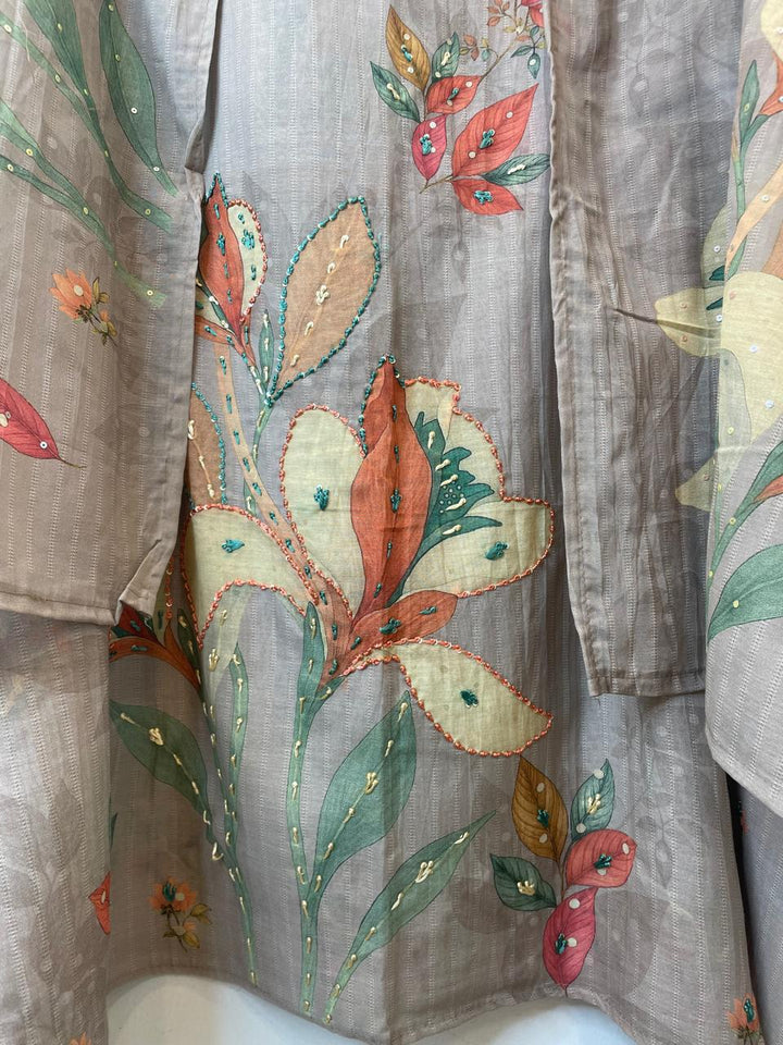 Cotton Printed Unstitched Suit Set with Sequin Detailing