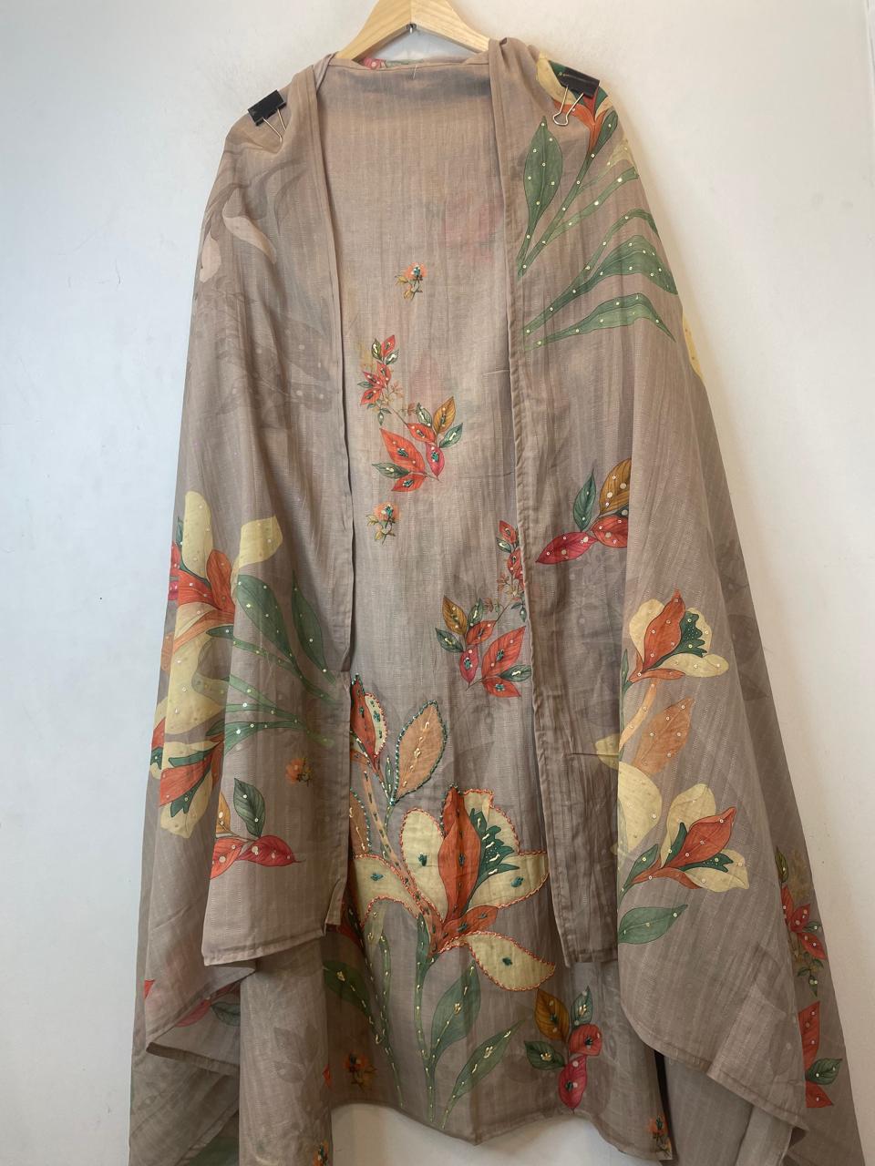 Cotton Printed Unstitched Suit Set with Sequin Detailing
