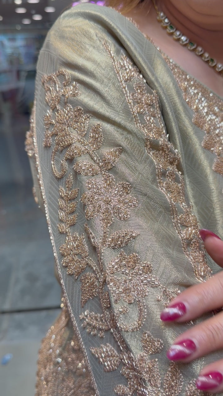 Zehvara – Tissue Brocade Sharara Set