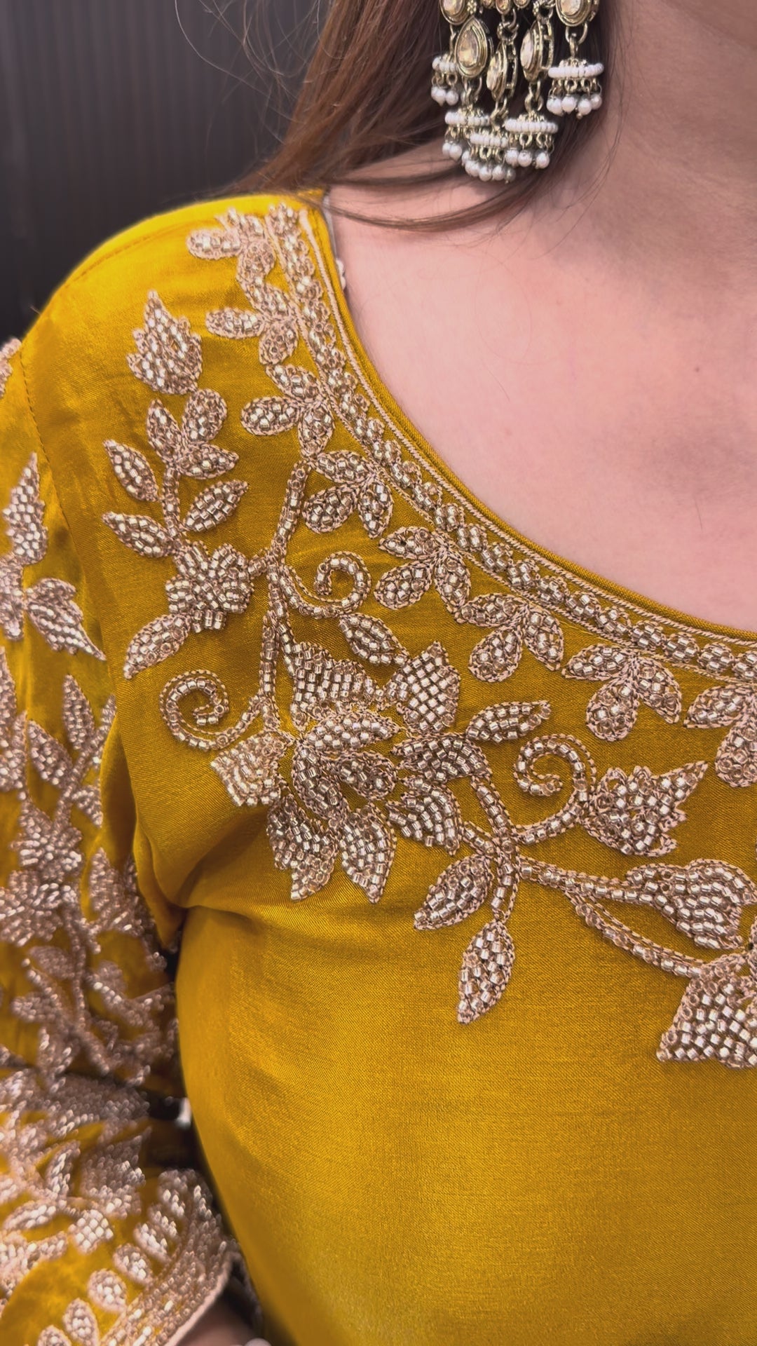 Yellow Embellished Chinon Sharara Set