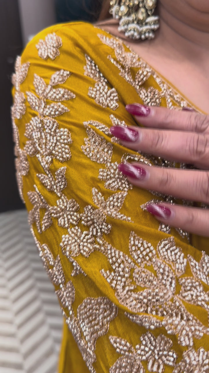 Yellow Embellished Chinon Sharara Set