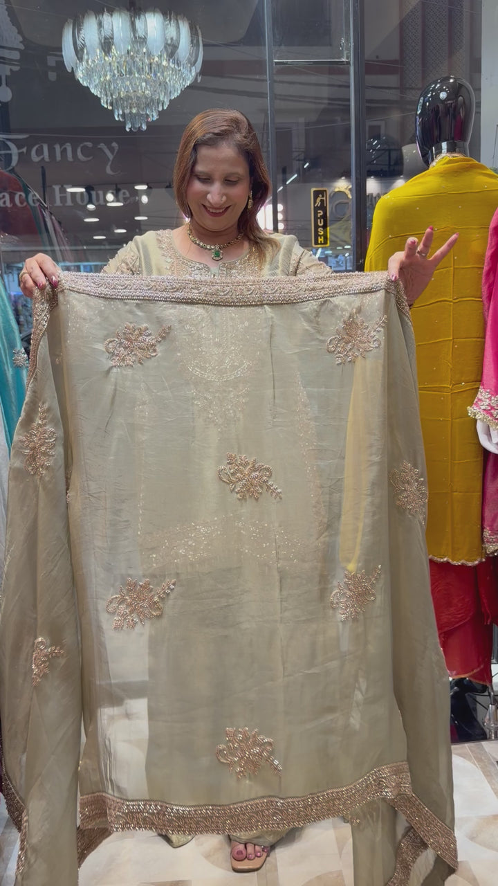 Zehvara – Tissue Brocade Sharara Set