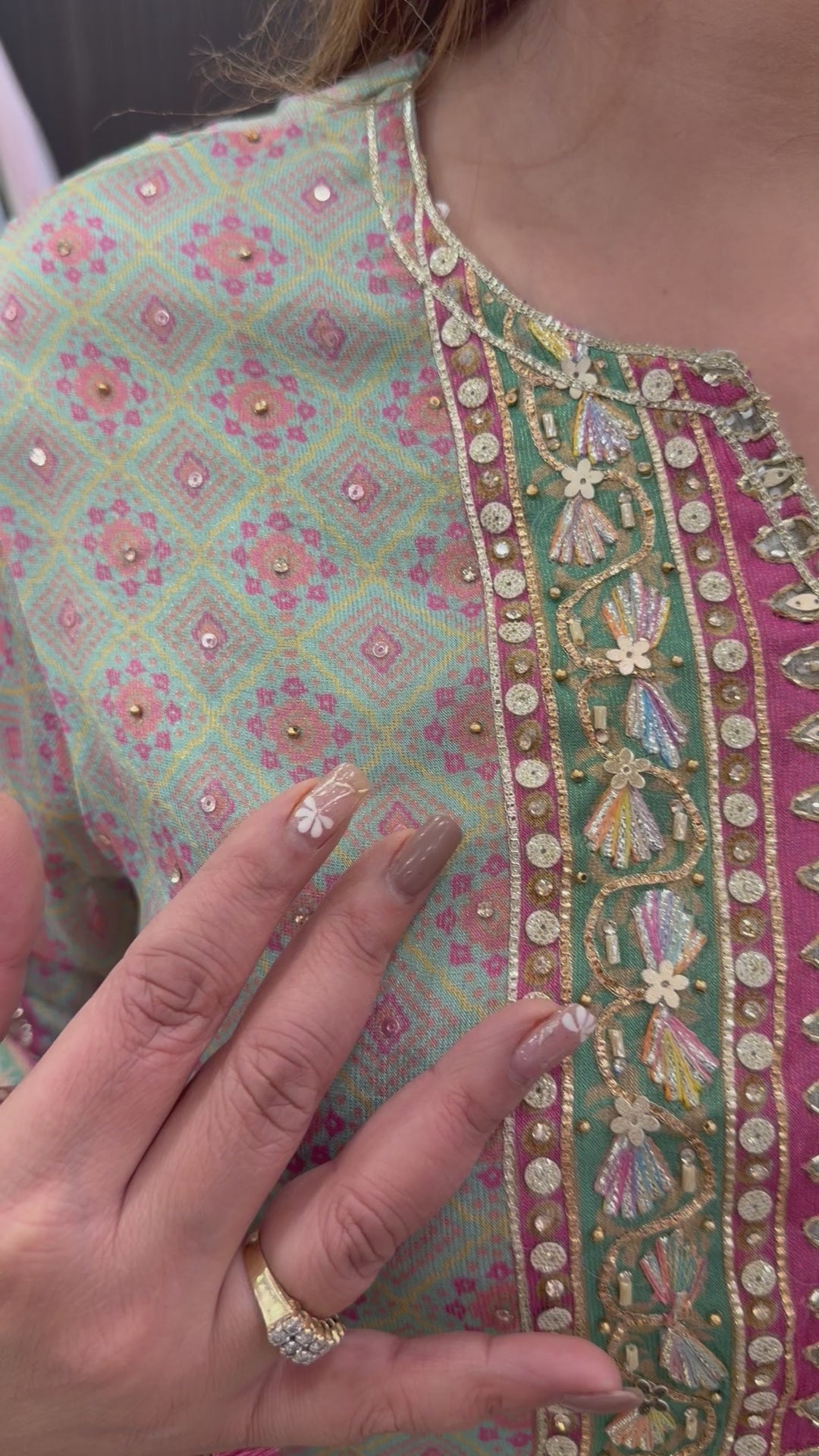 Pink Burberry Tissue Sharara Set with C-Cut &amp; Heavy Handwork