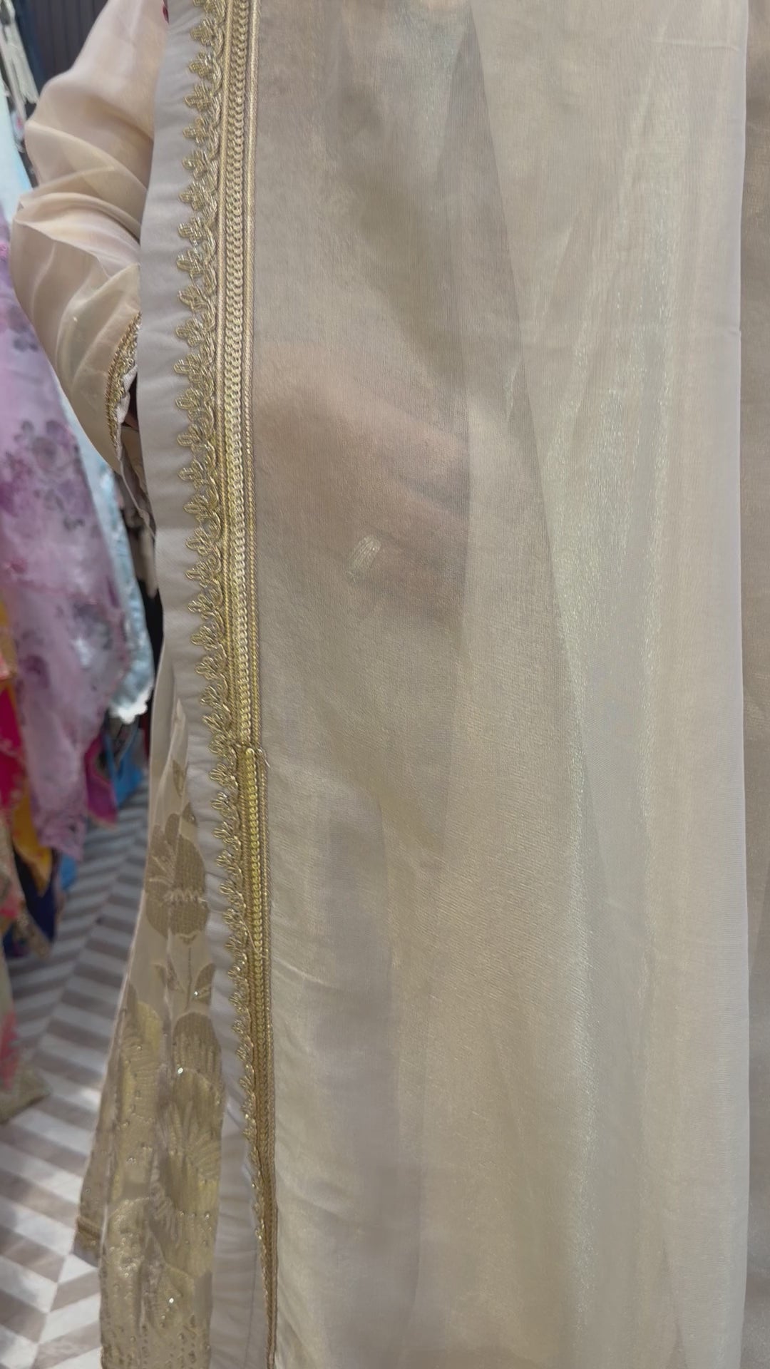 Zarisha - Dual Tone Tissue Anarkali Set