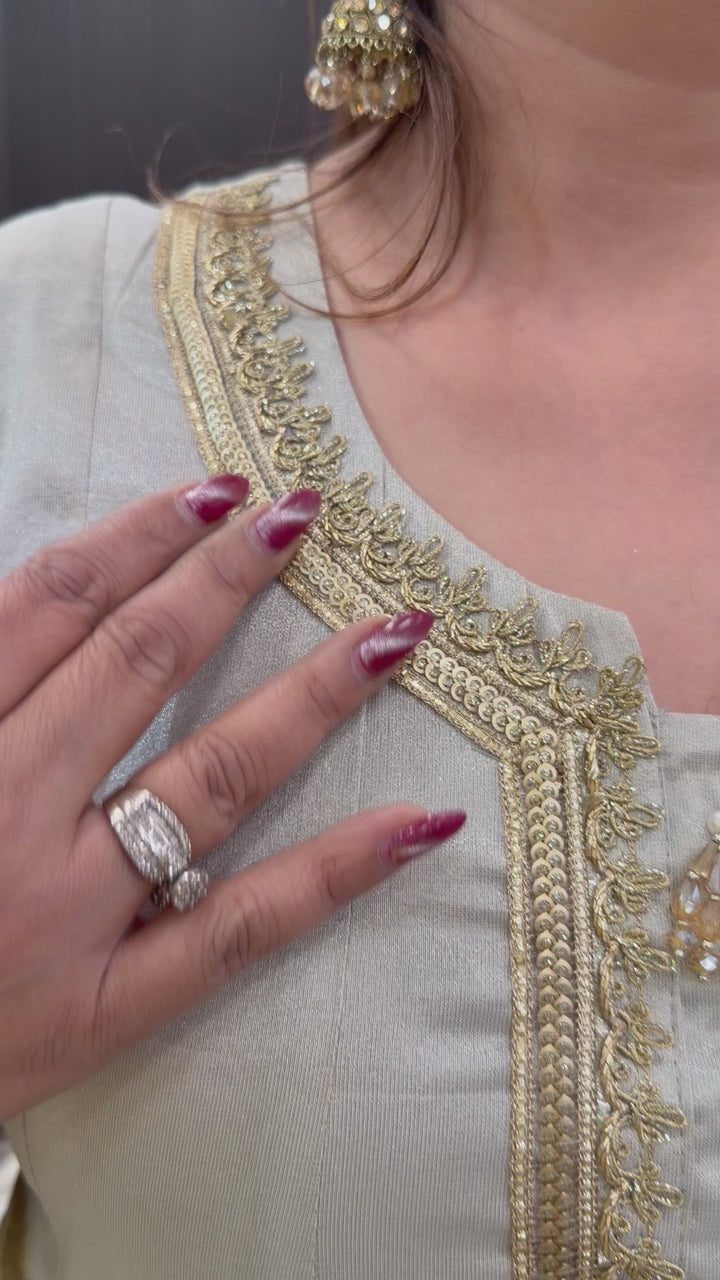 Zarisha - Dual Tone Tissue Anarkali Set