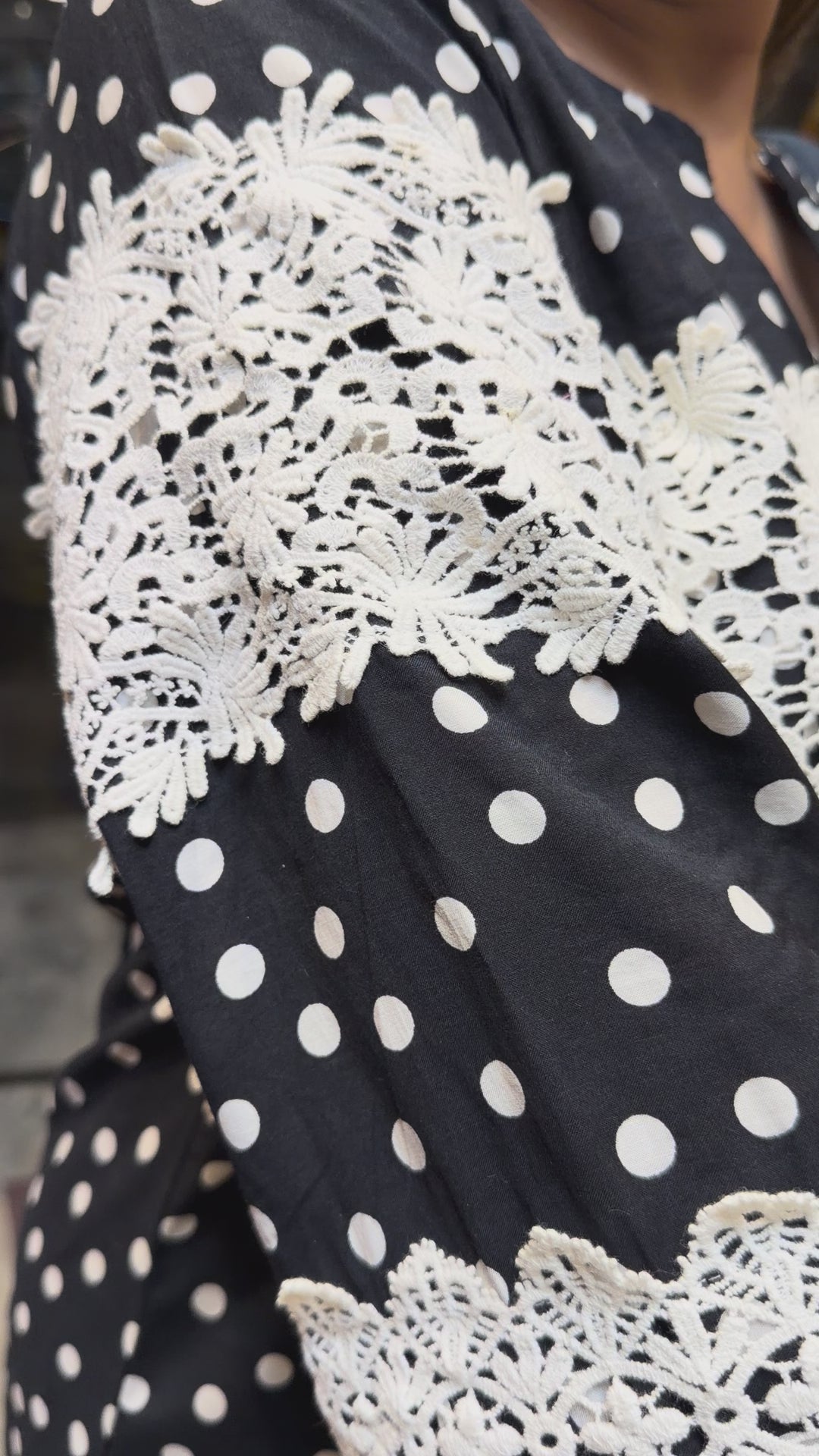 Black Polka Dot Cotton Co-ord Set with Farshi Salwar