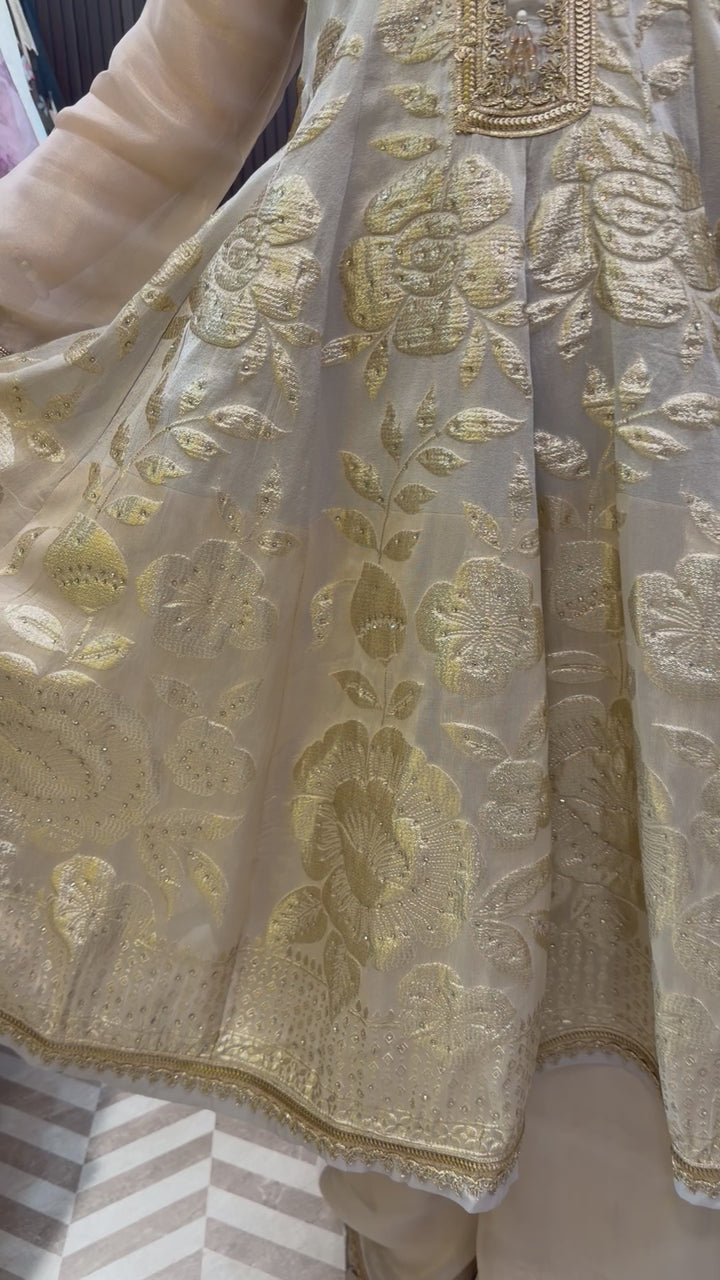 Zarisha - Dual Tone Tissue Anarkali Set