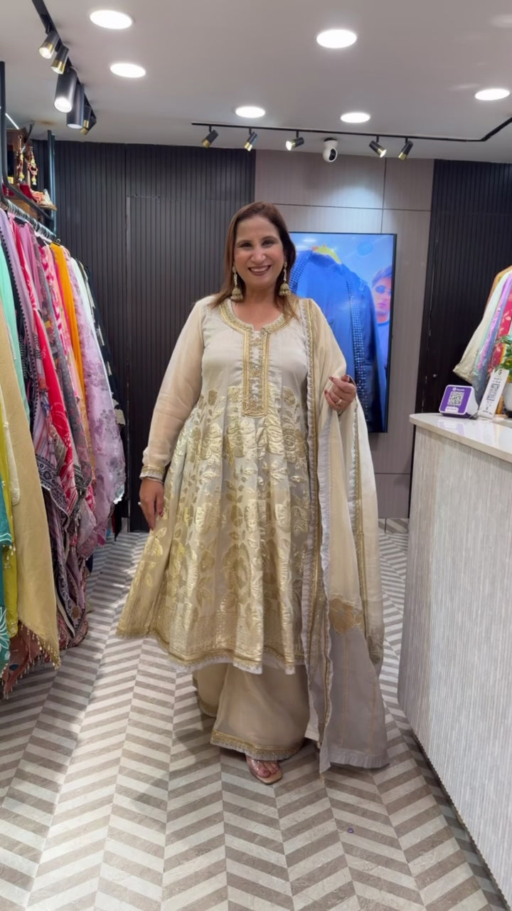 Zarisha - Dual Tone Tissue Anarkali Set