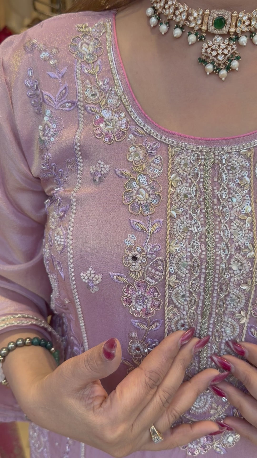 Zehvaya – Lilac Chinon Cutdana Sharara Set