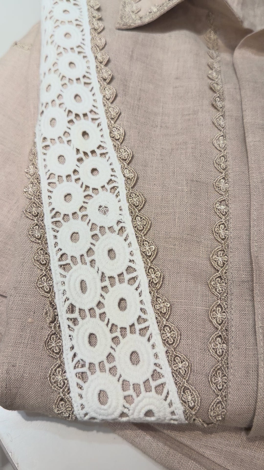 Pure Linen Co-ord Set with Lace Detailing