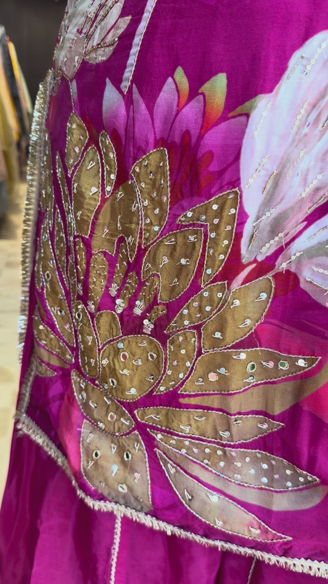 Pink Silk Organza Digital Printed Sharara Set with Handwork