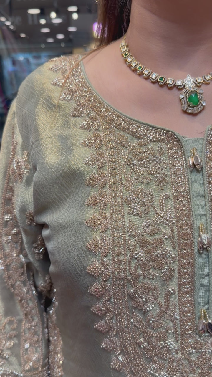 Zehvara – Tissue Brocade Sharara Set