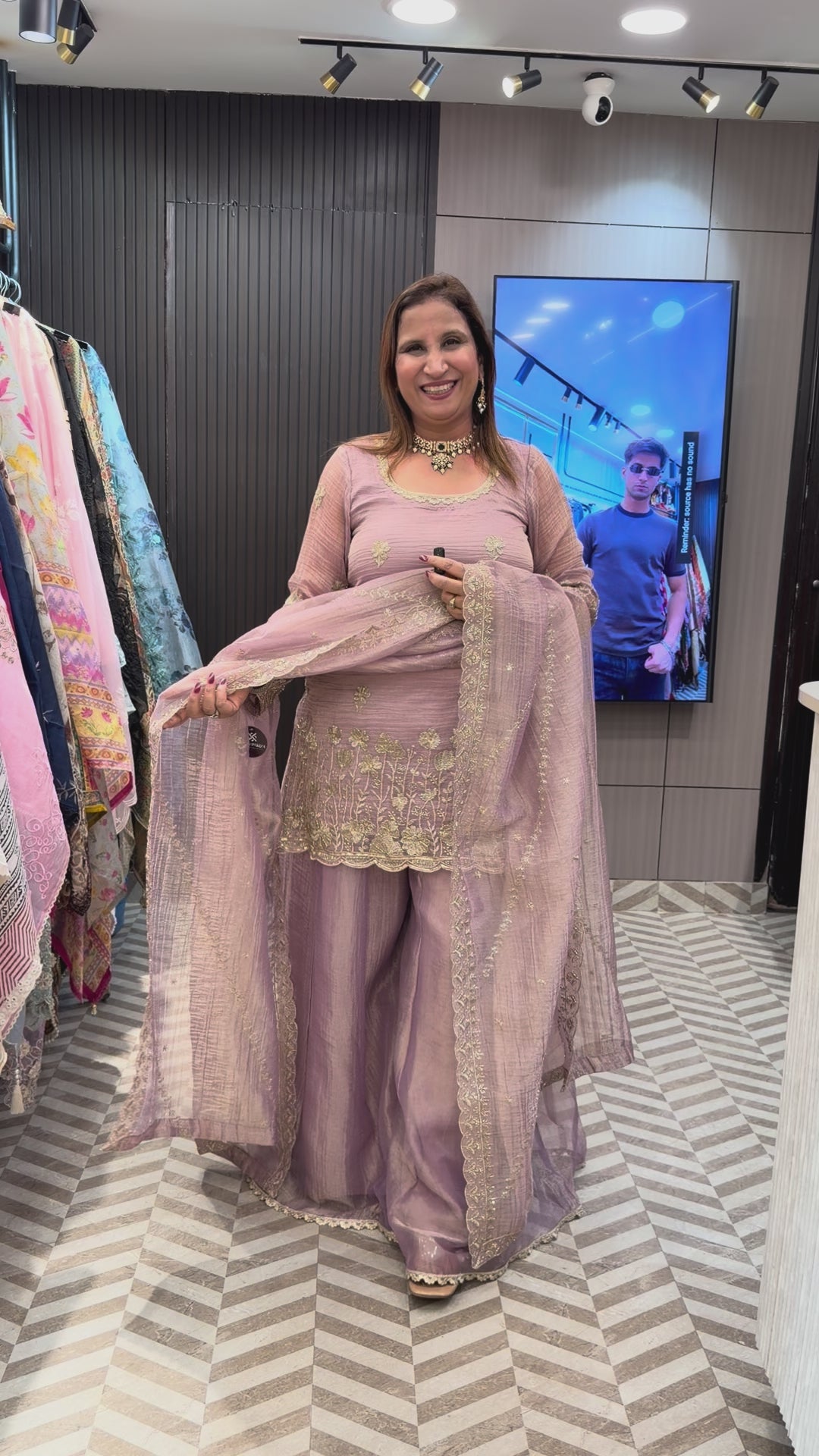 Zarvella – Lavender Crushed Tissue Sharara Set