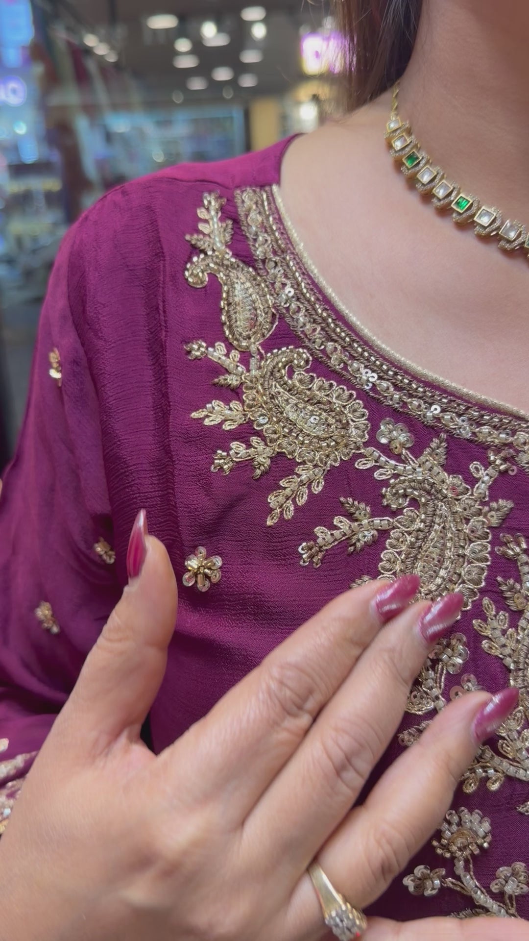 Zehvaya – Wine Chinon Beaded Sharara Set