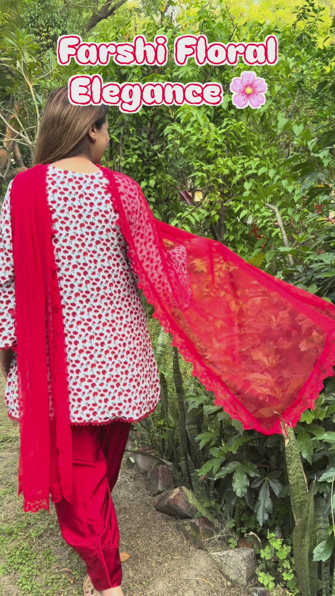 Printed Crepe Co-ord Set with Farshi Salwar &amp; Net Dupatta